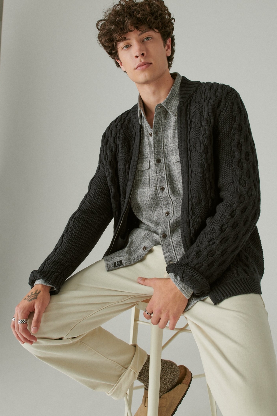 cable zip up cardigan